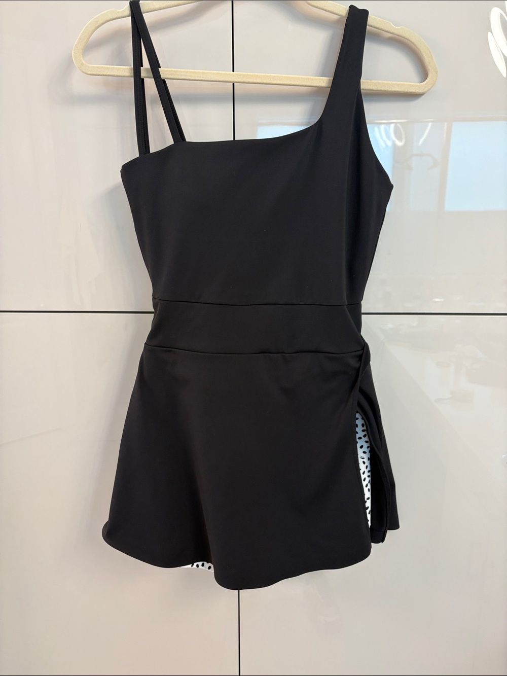 Black workout dress with snap in shorts